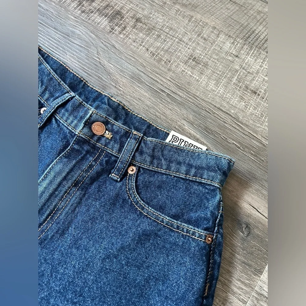 NWT! Victorias Secret PINK High-Waisted Cut Off Shorts Denim Dark Wash 25